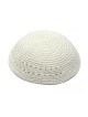 Crocheted White Knitted Kippah with Border Design | Knitted Kippah