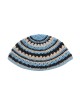 Frik Kippah %96 Thick Crocheted Weave of Beige Blue a... | Frik Kippah