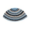 Frik Kippah %96 Thick Crocheted Weave of Beige Blue a... | Frik Kippah