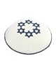 White Knitted Kippah with Dark Blue Stars of David | Knitted Kippah