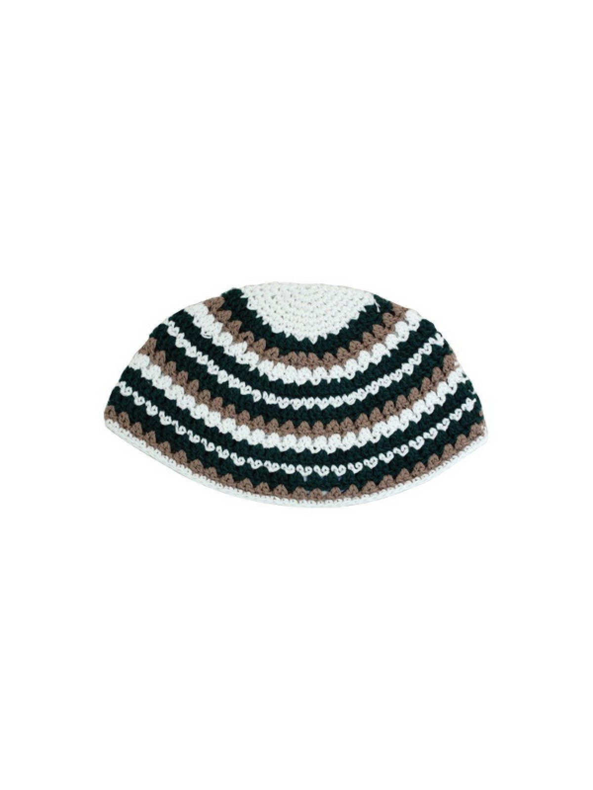 Beige White and Black Striped Frik Kippah | Frik Kippah