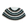 Beige White and Black Striped Frik Kippah | Frik Kippah