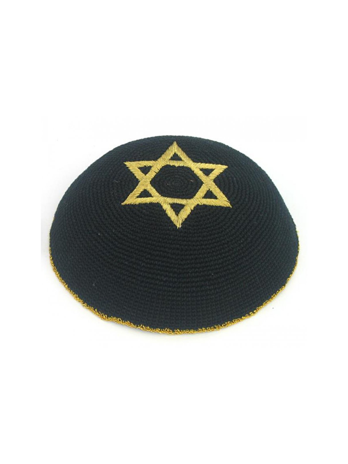 Black Gold Star of David knitted kippah | Knitted Kippah