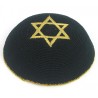Black Gold Star of David knitted kippah | Knitted Kippah