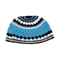 Frik Kippah %96 Thick Crocheted Weave of Black White ... | Frik Kippah