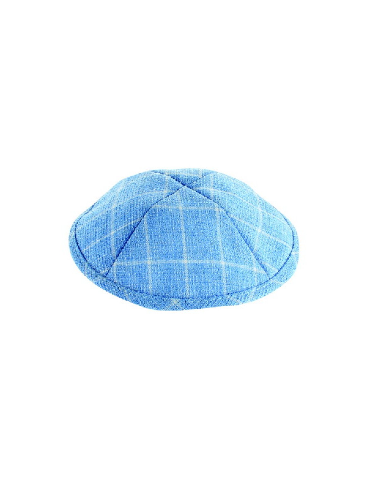 Light Blue and White Cotton Fabric Kippah %96 Checke... | Linen Kippah