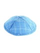 Light Blue and White Cotton Fabric Kippah %96 Checke... | Linen Kippah