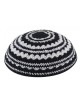Knitted Kippah with Black and White Stripes | Knitted Kippah
