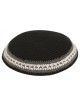 Black Knitted Kippah with Brown and White Border S... | Knitted Kippah