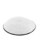 White DMC Knitted Kippah with Thin Black Border St... | Knitted Kippah