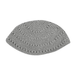 Gray Knitted Frik Kippah Yarmulke with holes | Frik Kippah