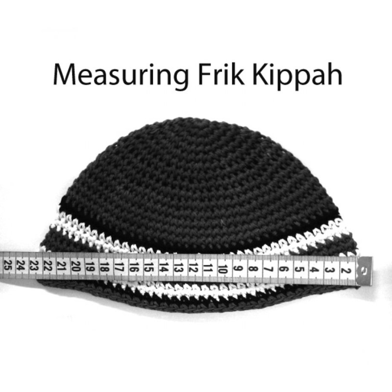 Gray Knitted Frik Kippah Yarmulke with holes | Frik Kippah