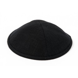 Black Gray Linen Kippah with Light Checkered Design ... | Cloth Kippah