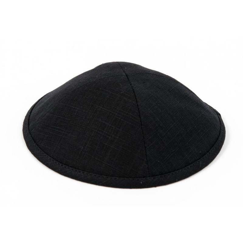 Black Gray Linen Kippah with Light Checkered Design ... | Cloth Kippah