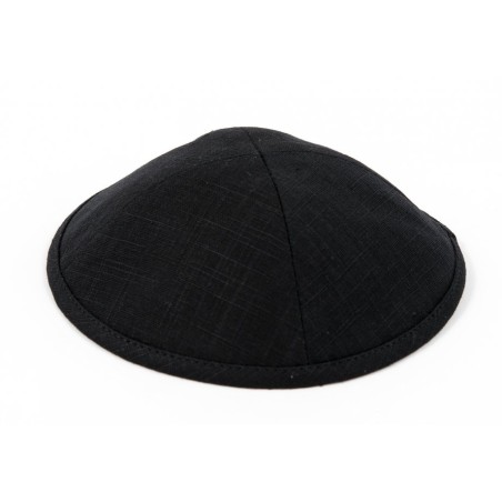 Black Gray Linen Kippah with Light Checkered Design ... | Cloth Kippah