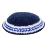 Blue Knitted Kippah with Blue and White Stripes | Knitted Kippah