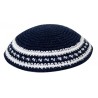 Black Knitted Kippah with Black and White Border S... | Knitted Kippah