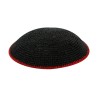 Black DMC Knitted Kippah with Red Border Smaller S... | Knitted Kippah