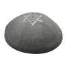 Gray Linen Fabric Kippah Yarmulke with Silver Double... | Linen Kippah