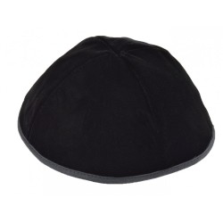 Premium Black Velvet Kippah 4 Panel With Border Trim | Velvet Kippah