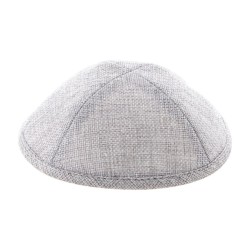Light Gray Linen Kippah Yarmulke Pin Spot Design | Linen Kippah