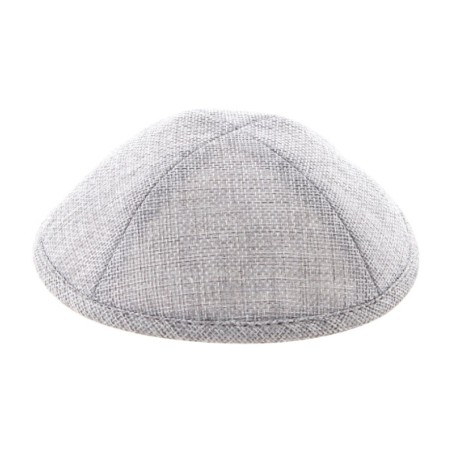 Light Gray Linen Kippah Yarmulke Pin Spot Design | Linen Kippah