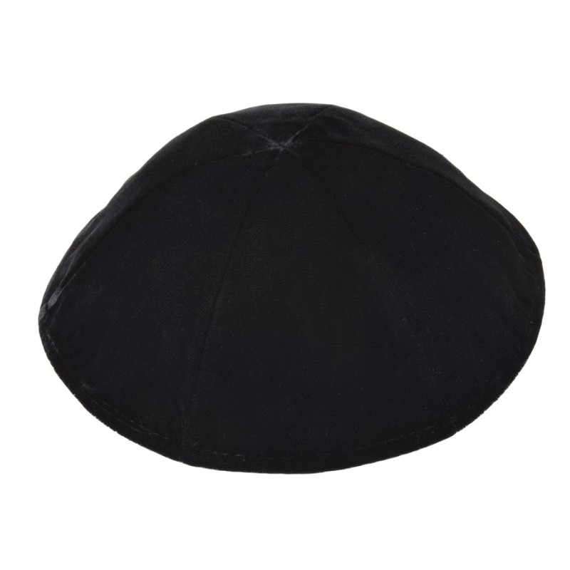 Premium Flat Style Black Velvet Kippah 6 Panel With... | Velvet Kippah