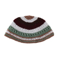 Frik Kippah %96 White Gray and Brown Horizontal Stripes | Frik Kippah