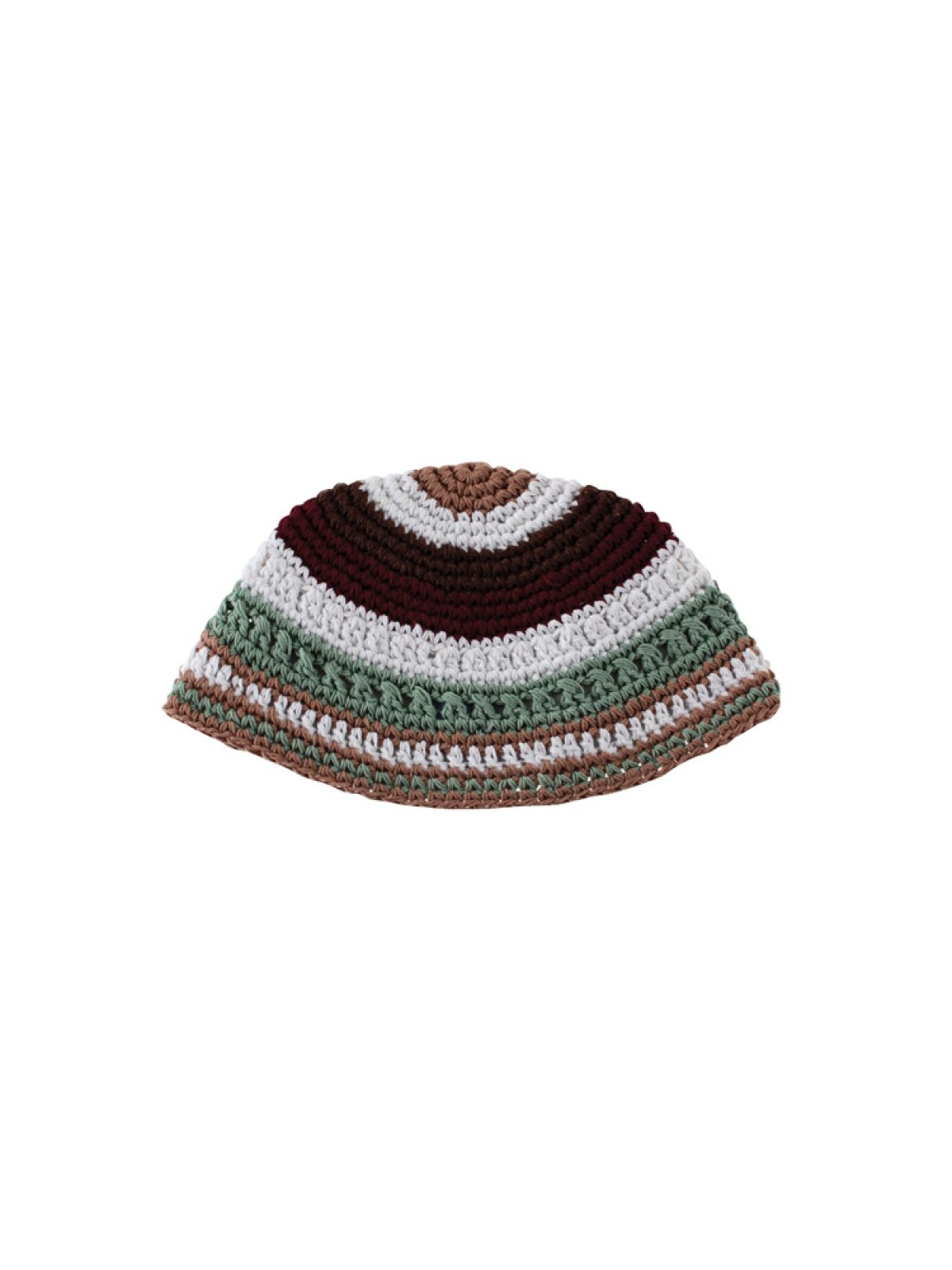 Frik Kippah %96 White Gray and Brown Horizontal Stripes | Frik Kippah