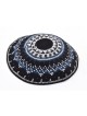 Hand Knitted Premium DMC Cotton Kippah Black and G... | Knitted Kippah