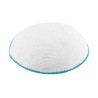 White DMC Knitted Kippah with Thin Light Blue Bord... | Knitted Kippah