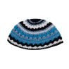 Frik Kippah with Stripes in Black White and Shades of... | Frik Kippah