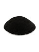 Black DMC Knitted Kippah with Thin Ivory Border St... | Knitted Kippah