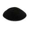 Black DMC Knitted Kippah with Thin Ivory Border St... | Knitted Kippah