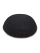 Black Knitted Kippah Srugah with Silver Border Cho... | Knitted Kippah