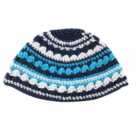 Frik Kippah with Light Blue Gray and Black Stripes | Frik Kippah