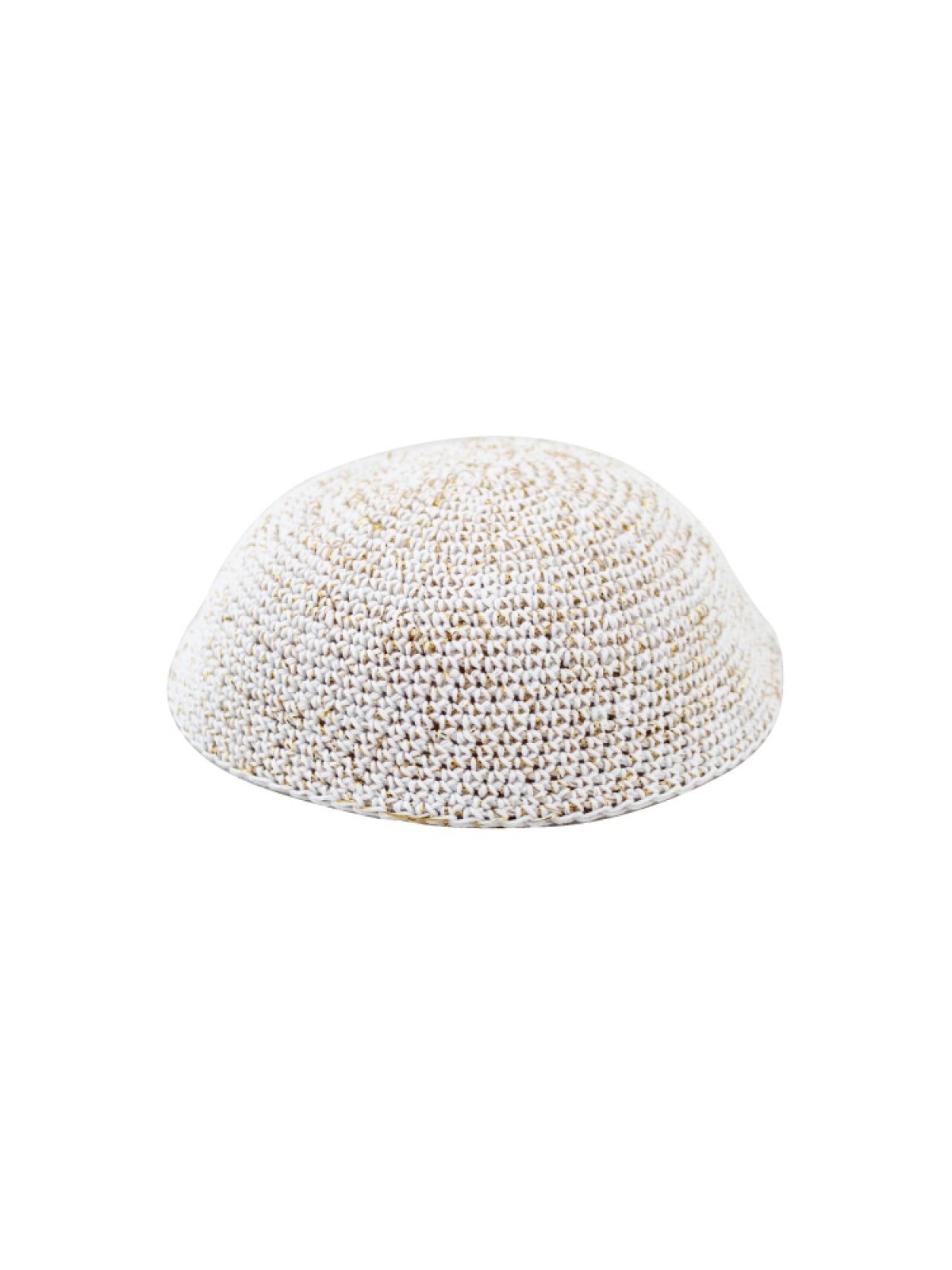White and Gold Speckled Knitted Kippah | Knitted Kippah