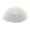 White and Gold Speckled Knitted Kippah | Knitted Kippah