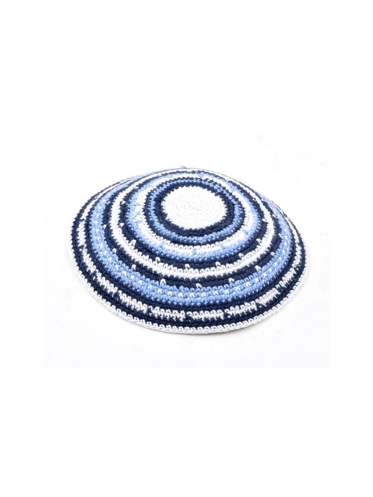 Hand Knitted Premium DMC Cotton Kippah Blue White ... | Knitted Kippah