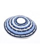 Hand Knitted Premium DMC Cotton Kippah Blue White ... | Knitted Kippah