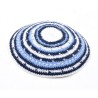 Hand Knitted Premium DMC Cotton Kippah Blue White ... | Knitted Kippah