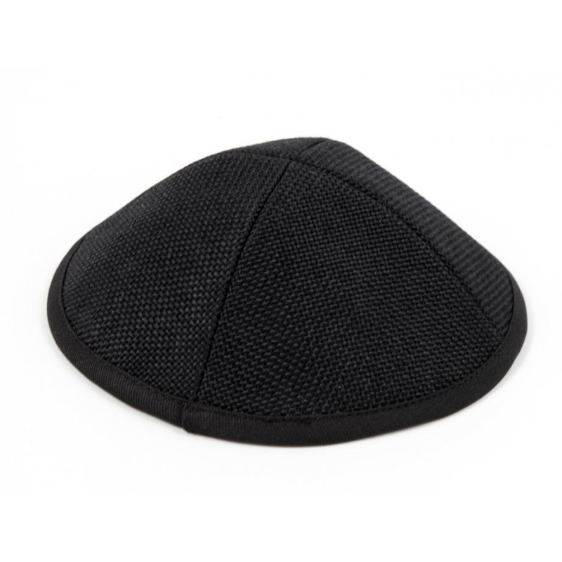 Black Gray Fabric Kippah with Textured Design Hidden... | Cloth Kippah