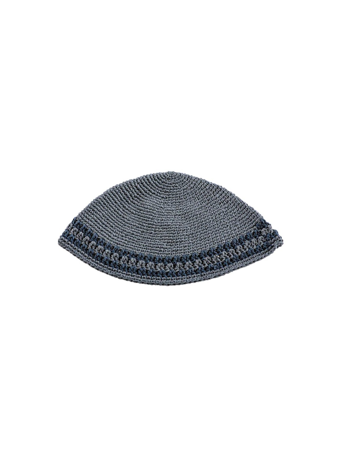 Hand Made Knitted Fabric Gray Frik Kippah with Dark G... | Frik Kippah