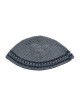 Hand Made Knitted Fabric Gray Frik Kippah with Dark G... | Frik Kippah