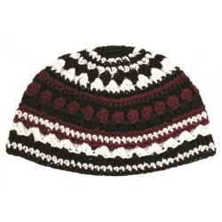 Frik Kippah with Maroon Black and White Stripes | Frik Kippah