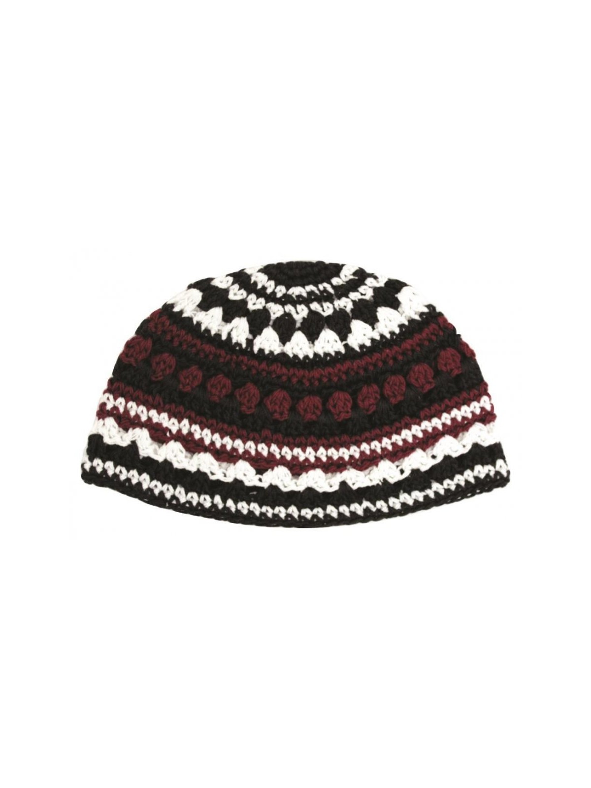 Frik Kippah with Maroon Black and White Stripes | Frik Kippah