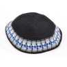 Blue Hand Knitted Premium DMC Cotton Kippah White ... | Knitted Kippah