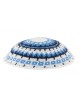 White DMC Knitted Kippah with Blue Black and White... | Knitted Kippah
