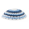 White DMC Knitted Kippah with Blue Black and White... | Knitted Kippah
