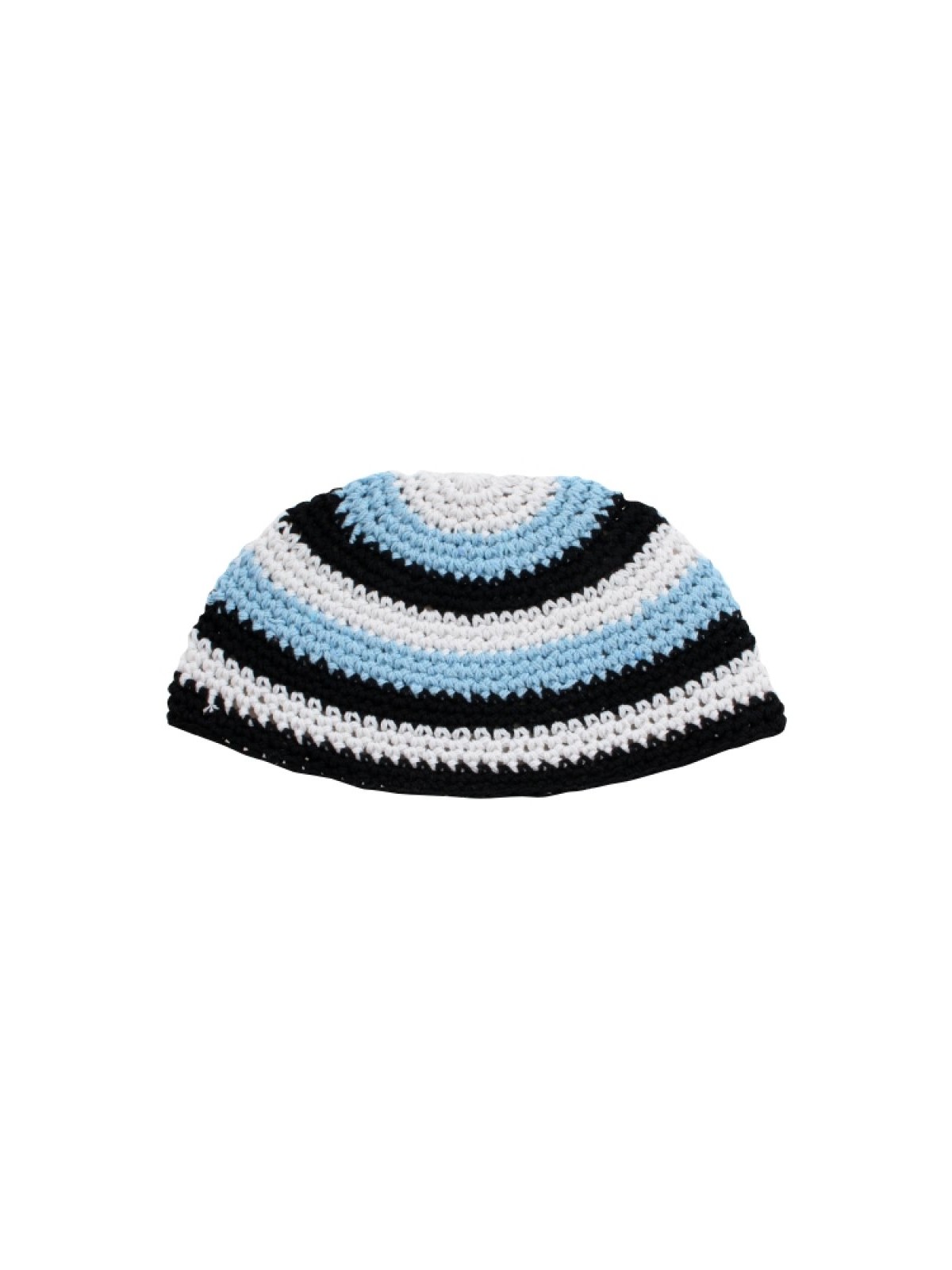 Frik Kippah %96 White Black and Sky blue Horizontal S... | Frik Kippah